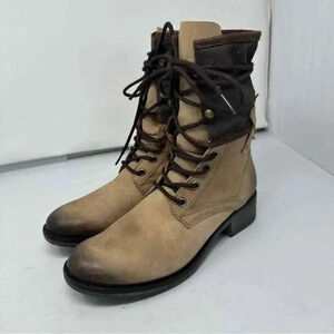 Coconuts by Matisse Mechanic Combat Boot Two Tone Leather Size 8 Steampunk‎